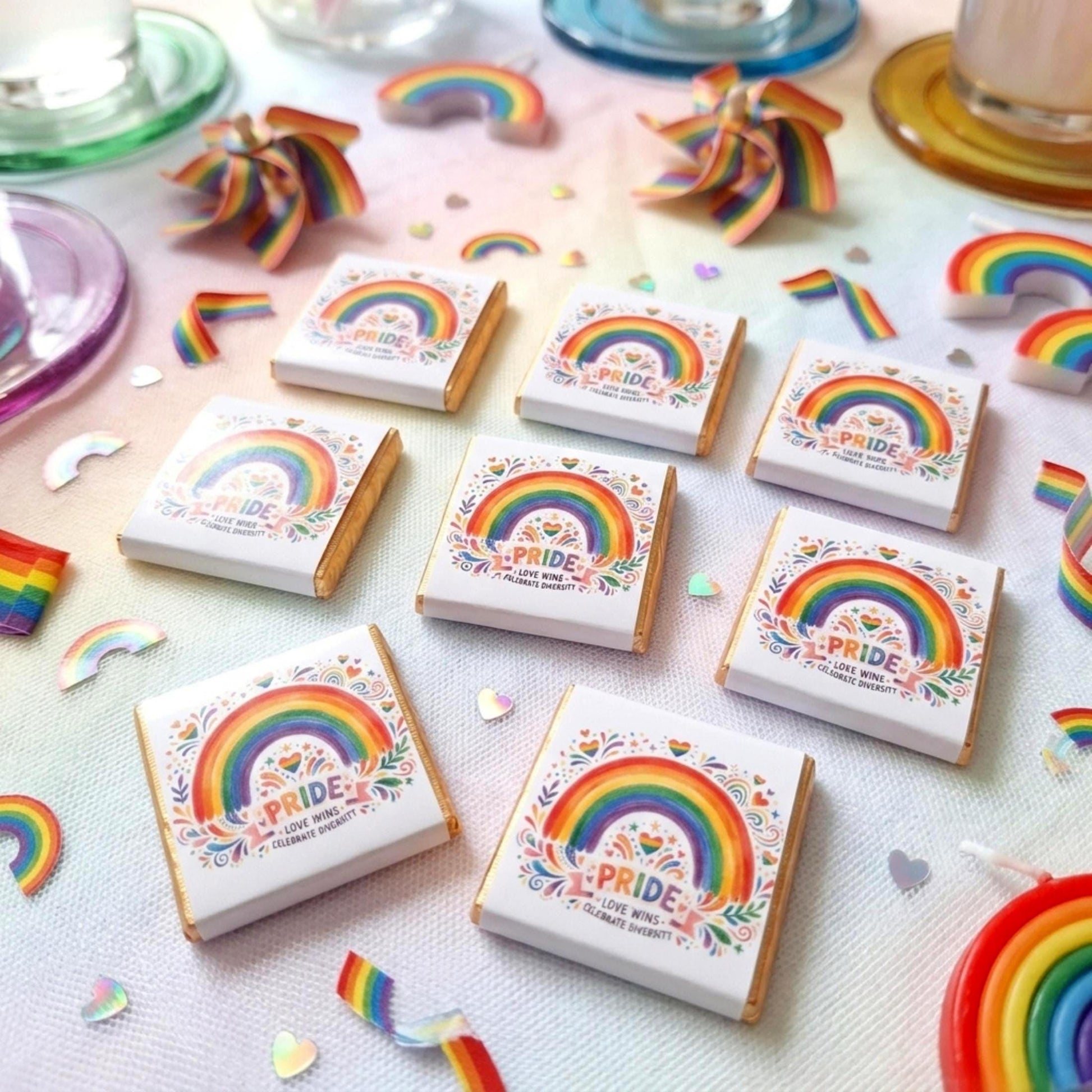 Personalised Pride Chocolate Favours - LGBTQ Wedding Treats - Celebrate Diversity Party Bag Fillers