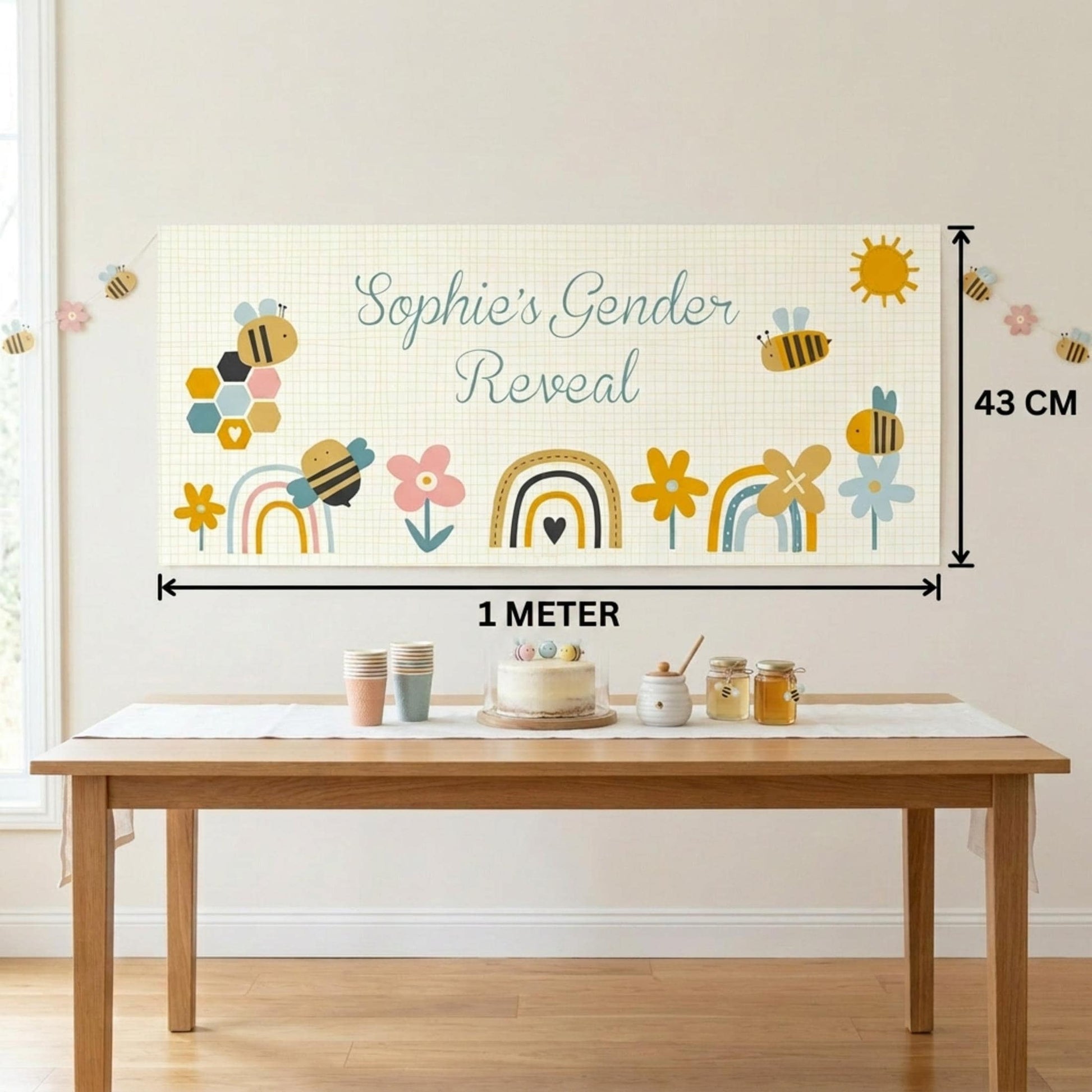 Personalised Gender Reveal Banner, Bumble Bee Party Backdrop, What Will It Bee Poster