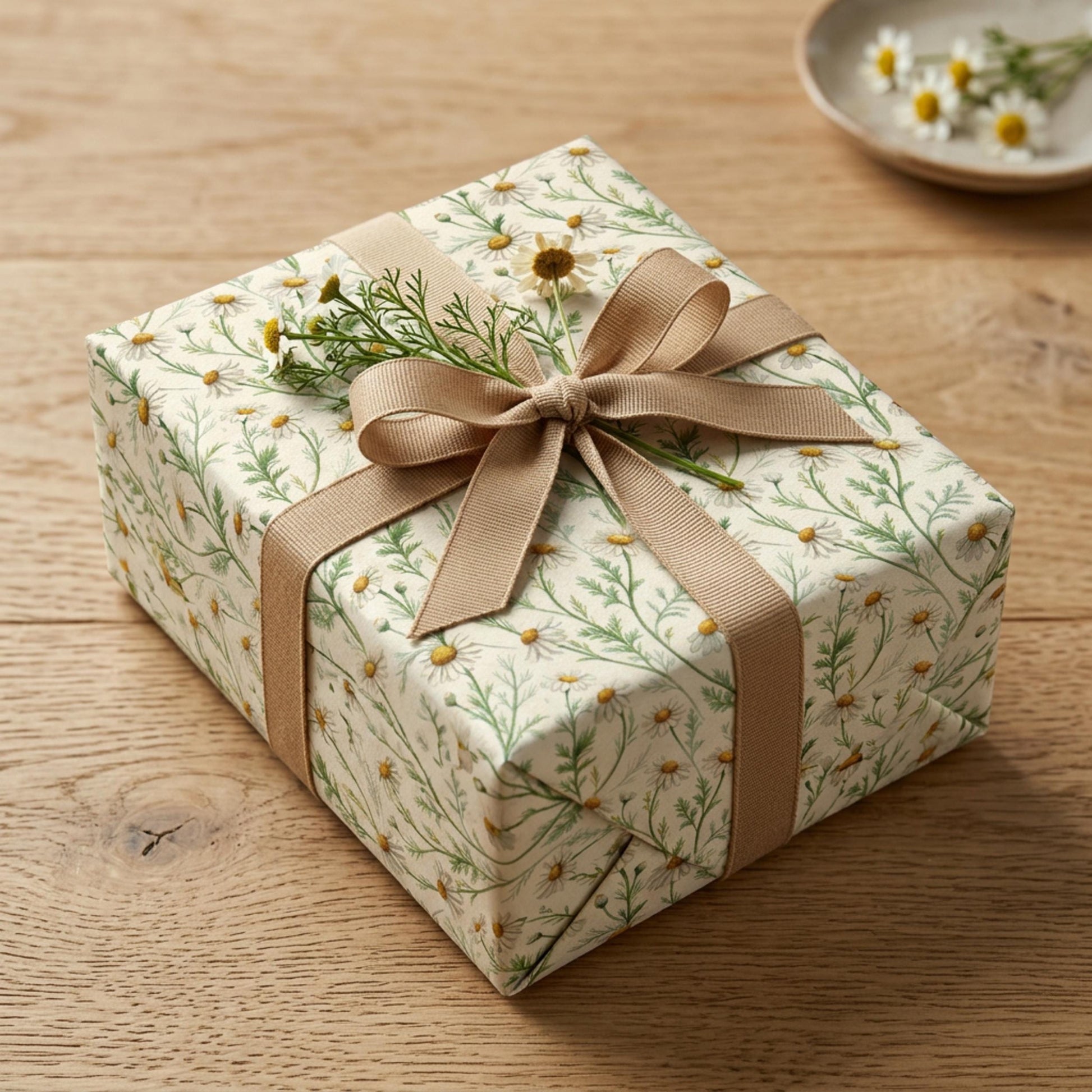 Vintage Daisy Wrapping Paper, Botanical Chamomile Gift Wrap Sheet, Large Size