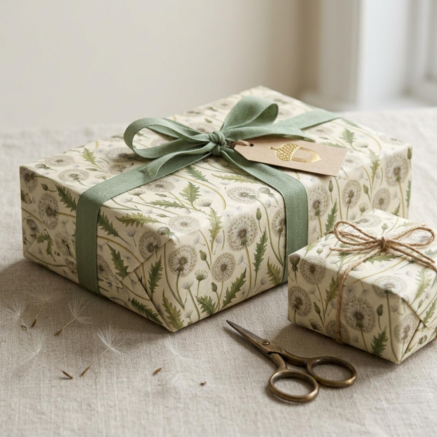 Vintage Dandelion Wrapping Paper, Botanical Gift Wrap Sheet, Large Size