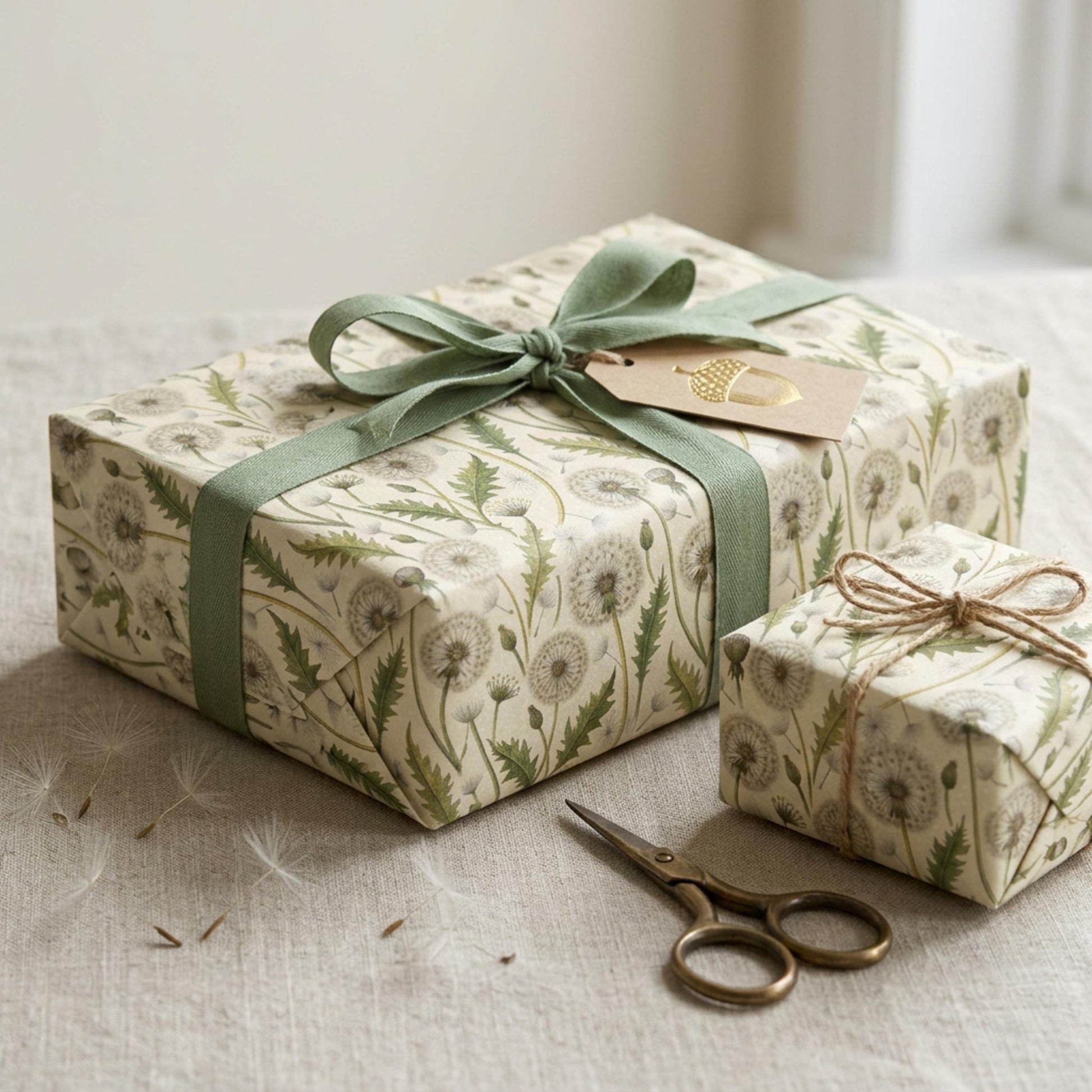 Vintage Dandelion Wrapping Paper, Botanical Gift Wrap Sheet, Large Size