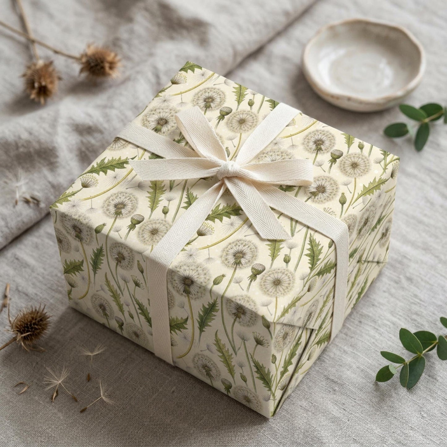 Vintage Dandelion Wrapping Paper, Botanical Gift Wrap Sheet, Large Size