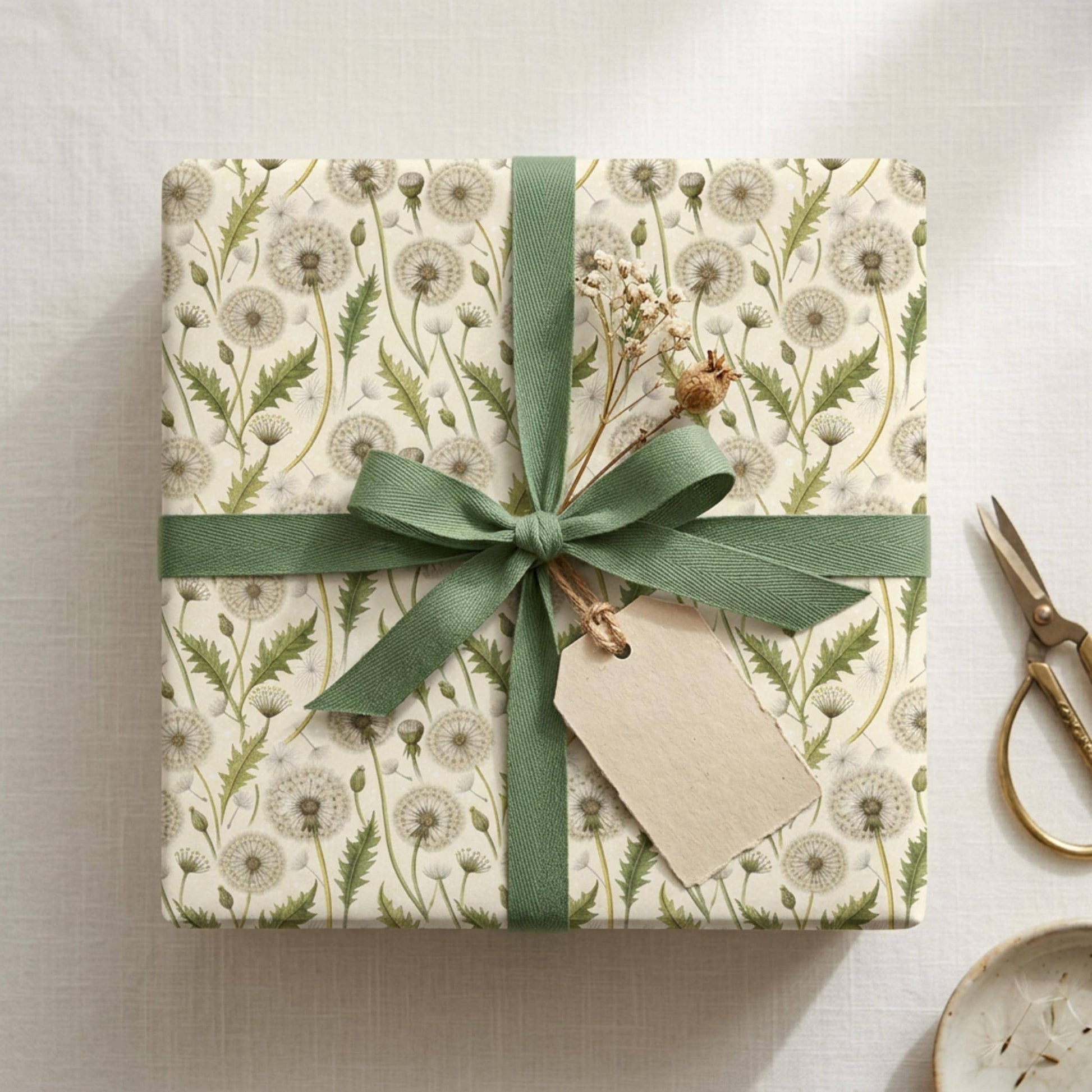 Vintage Dandelion Wrapping Paper, Botanical Gift Wrap Sheet, Large Size