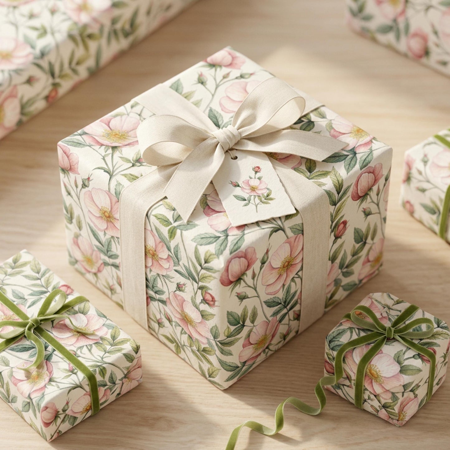 Vintage Wild Rose Wrap, Dog Rose Gift Wrap Sheet, Large Size