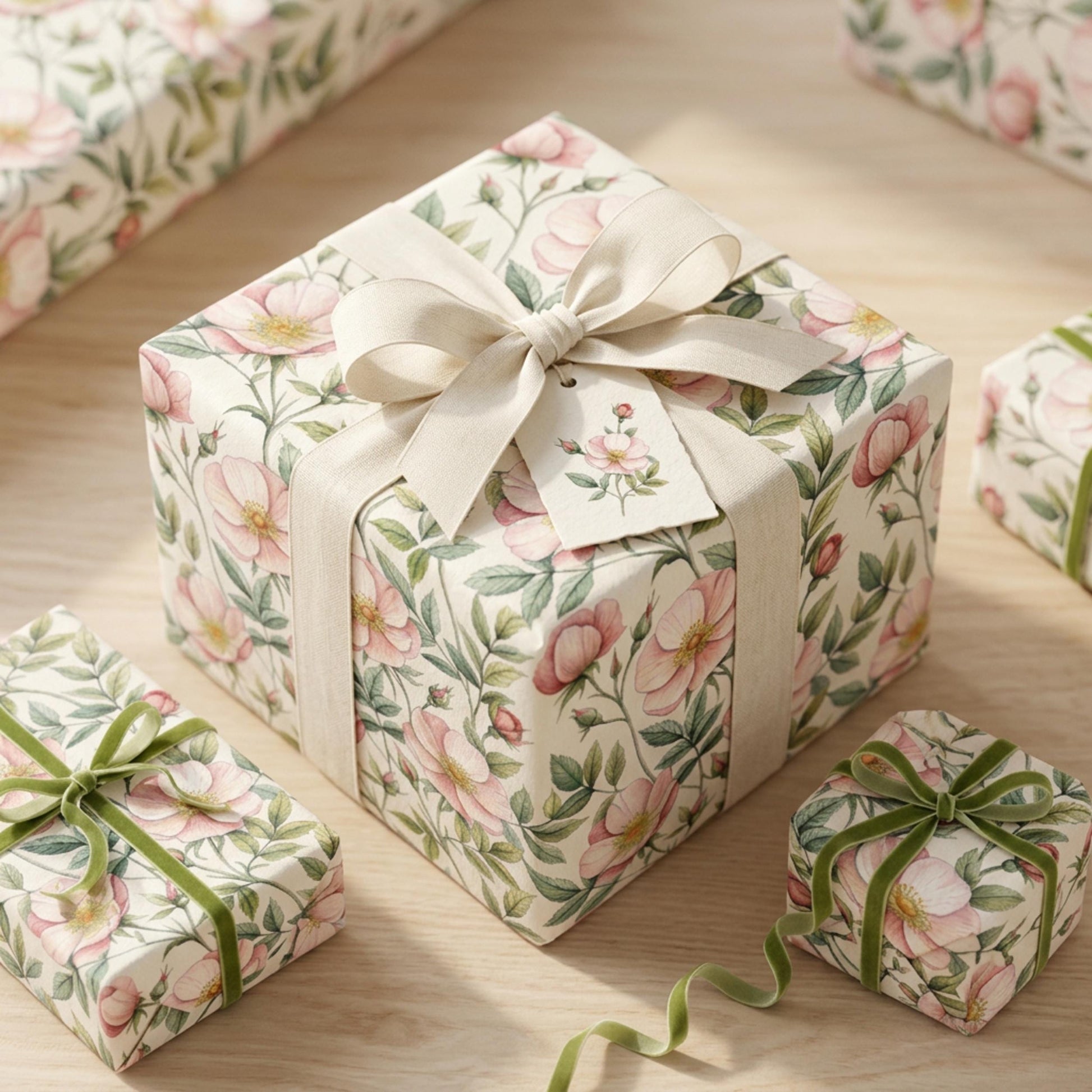 Vintage Wild Rose Wrap, Dog Rose Gift Wrap Sheet, Large Size