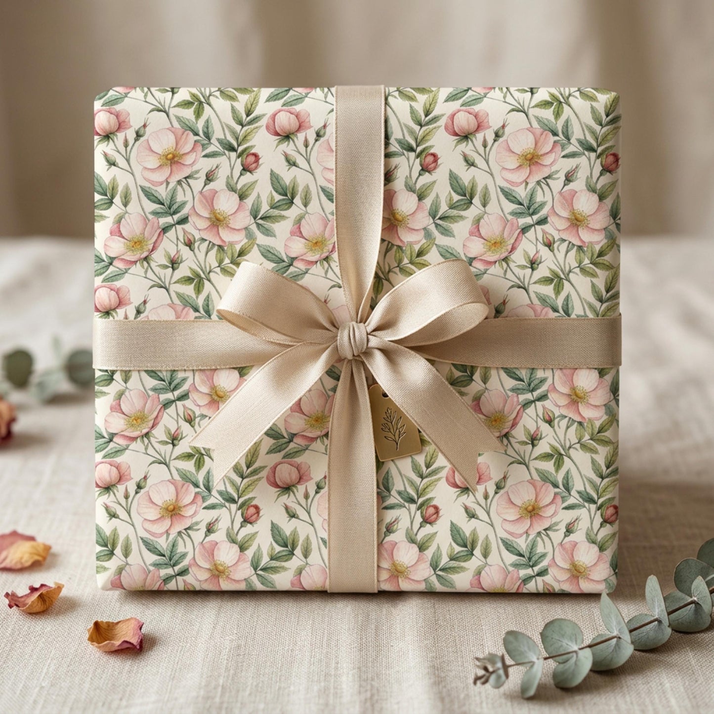 Vintage Wild Rose Wrap, Dog Rose Gift Wrap Sheet, Large Size