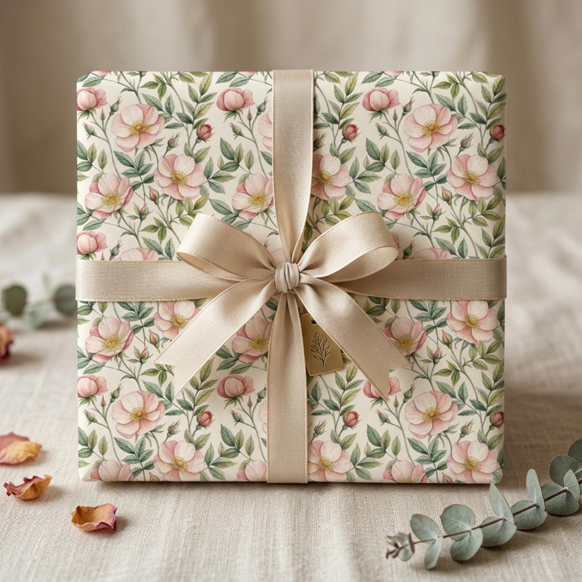 Vintage Wild Rose Wrap, Dog Rose Gift Wrap Sheet, Large Size