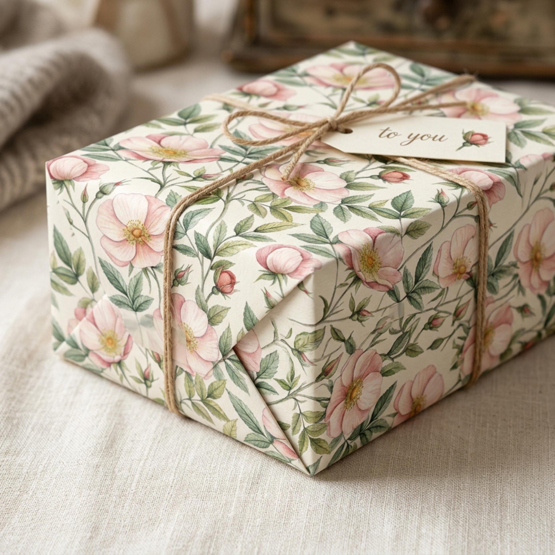 Vintage Wild Rose Wrap, Dog Rose Gift Wrap Sheet, Large Size