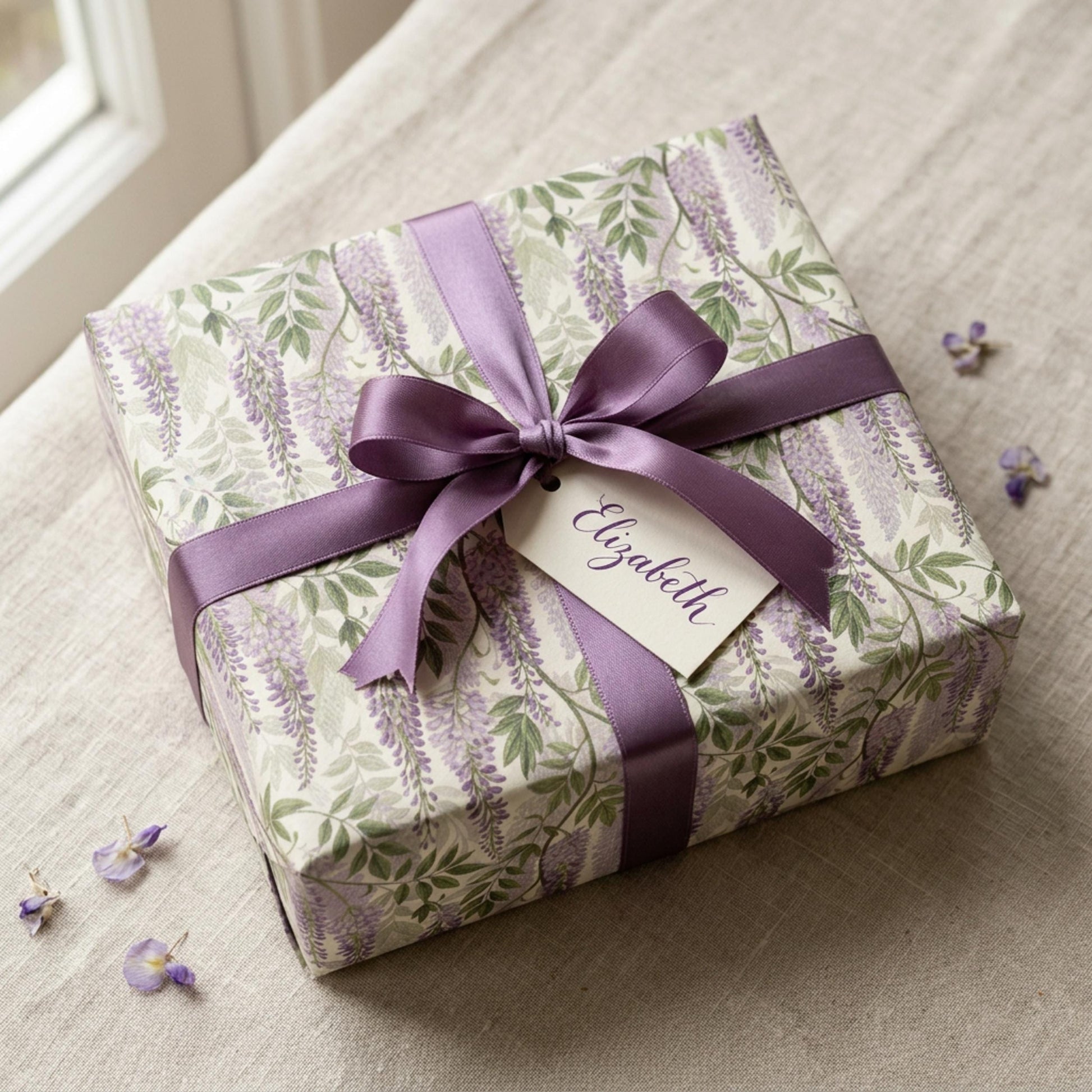 Vintage Wisteria Wrapping Paper, Floral Gift Wrap Sheet, Large Size