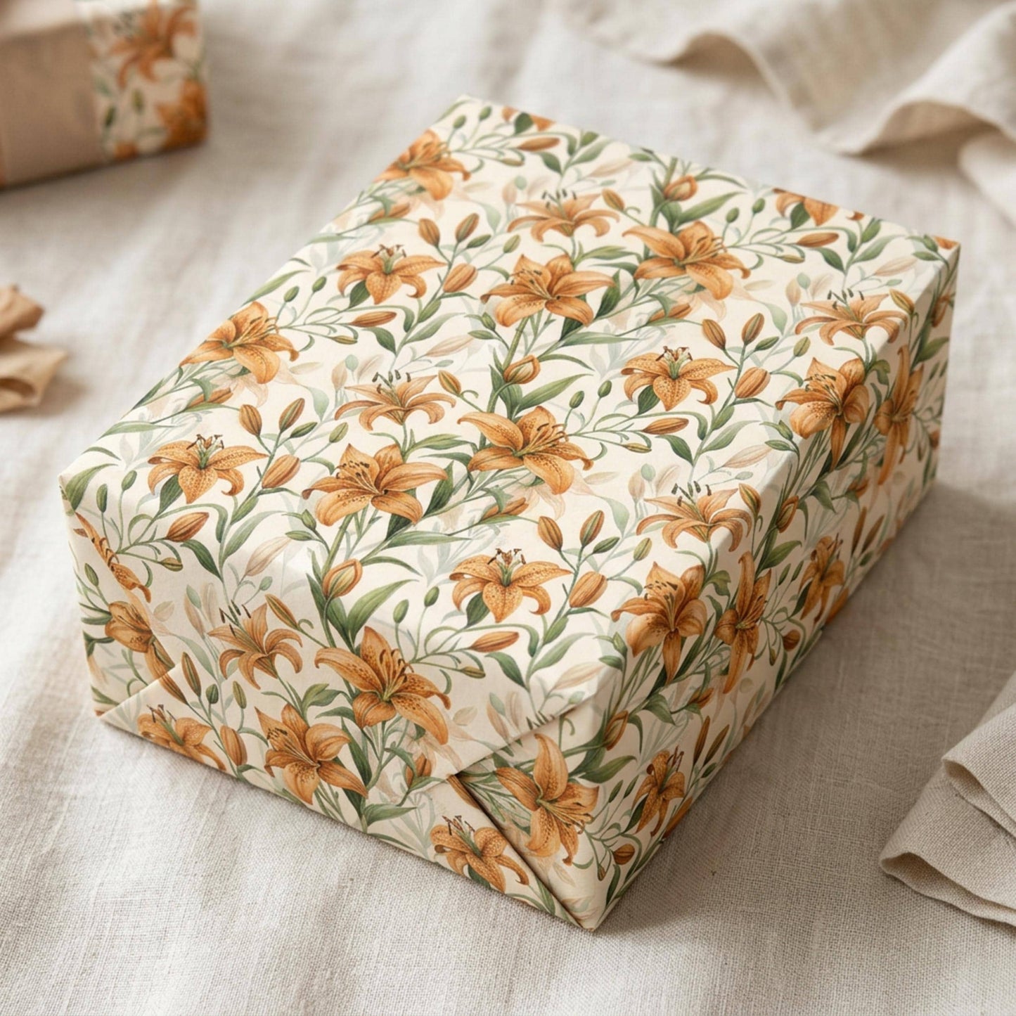 Vintage Tiger Lily Wrapping Paper, Floral Gift Wrap Sheet, Large Size