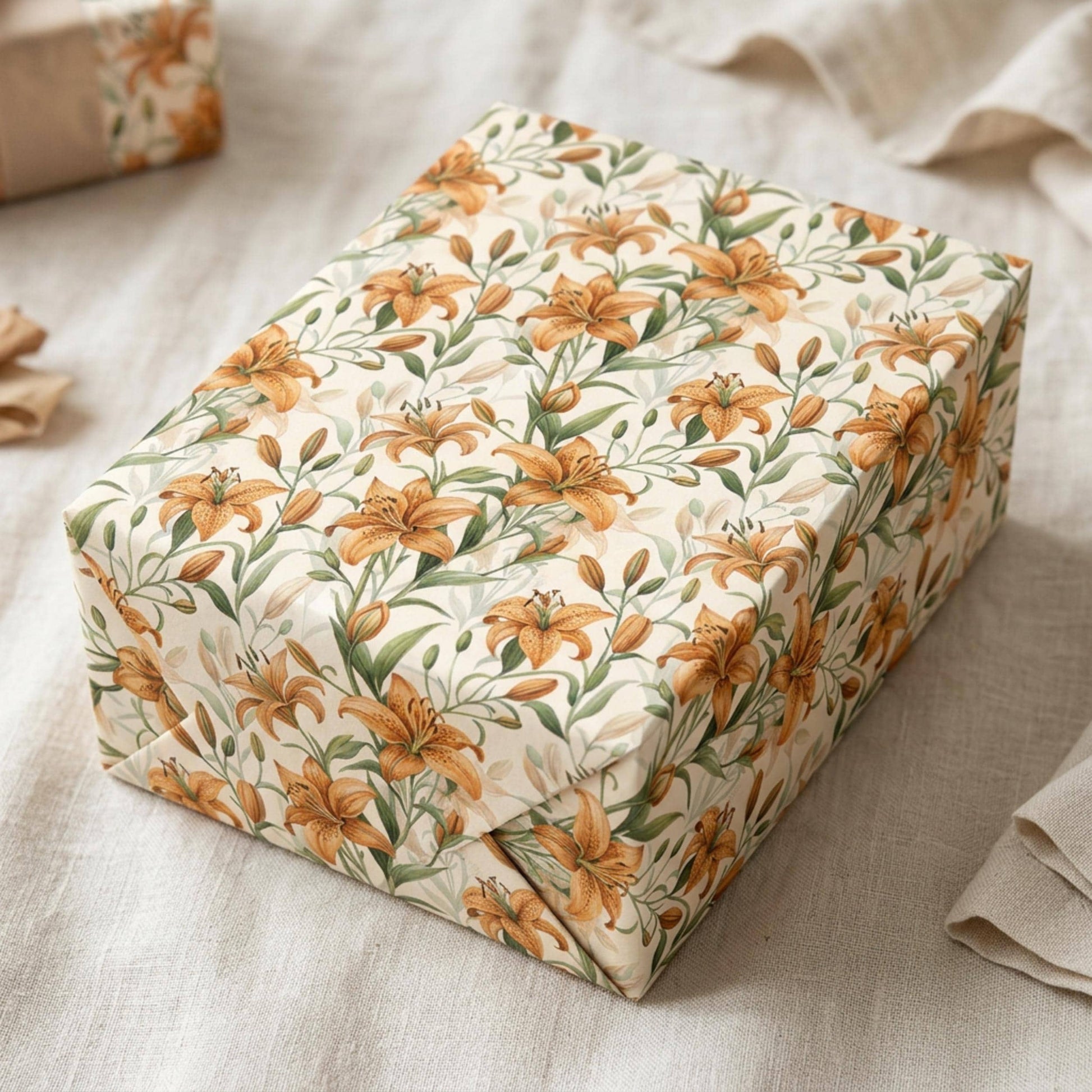 Vintage Tiger Lily Wrapping Paper, Floral Gift Wrap Sheet, Large Size