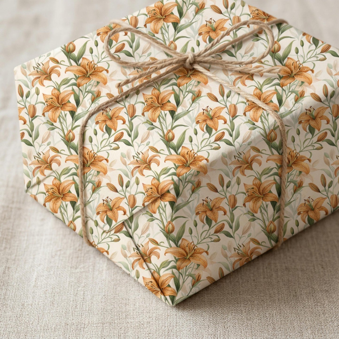 Vintage Tiger Lily Wrapping Paper, Floral Gift Wrap Sheet, Large Size