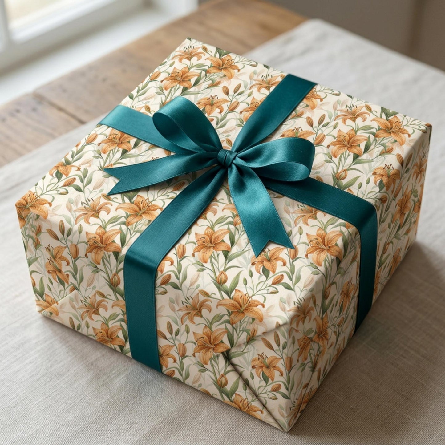 Vintage Tiger Lily Wrapping Paper, Floral Gift Wrap Sheet, Large Size