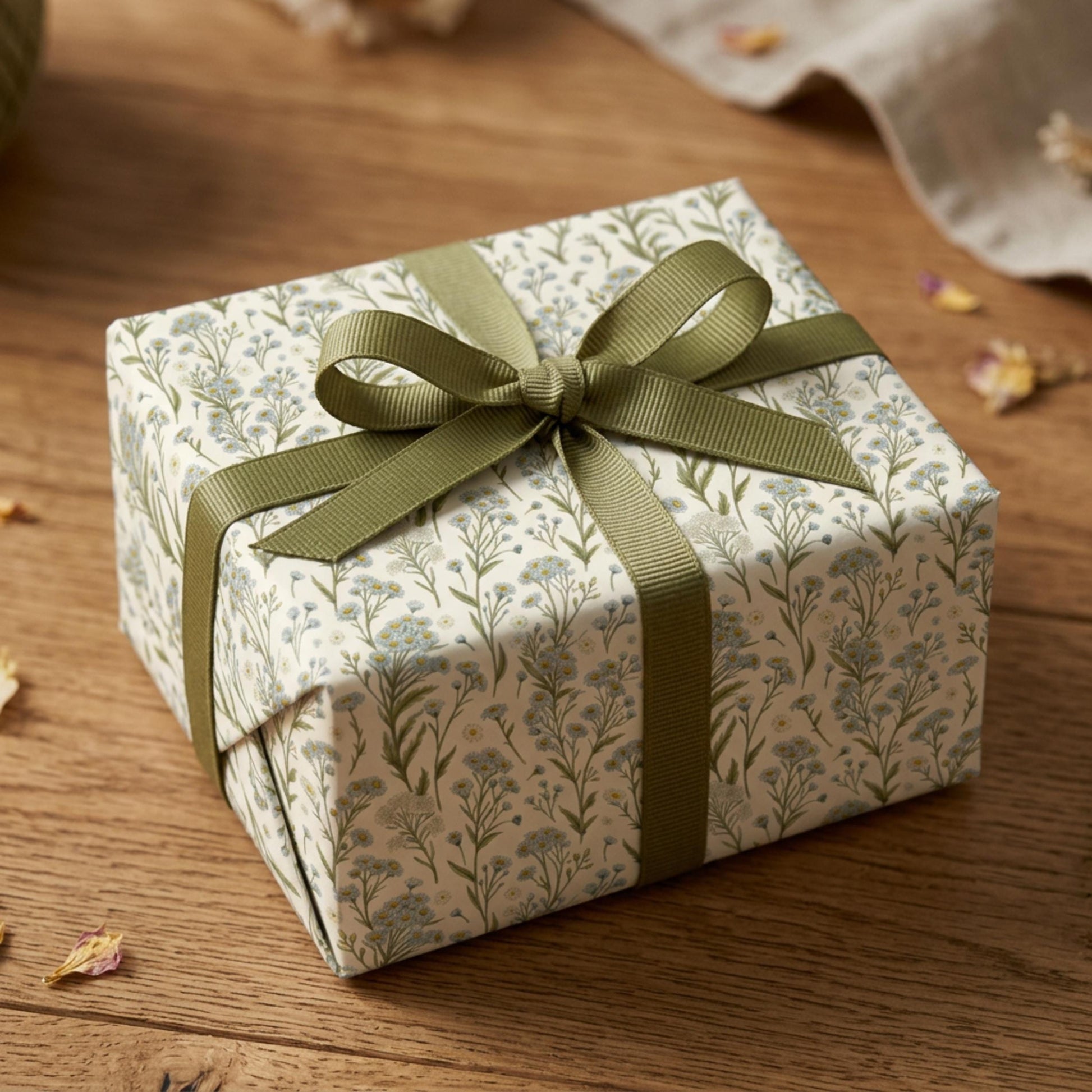 Vintage Little Blue Wildflower Wrapping Paper, large size