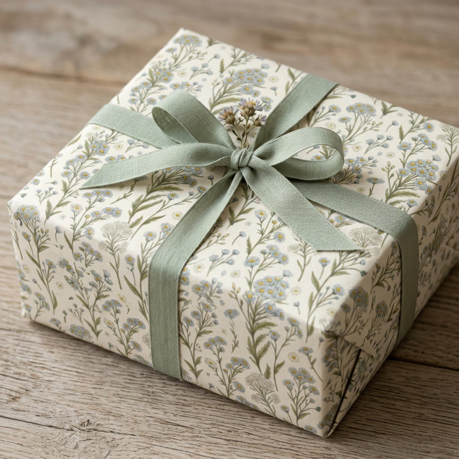 Vintage Little Blue Wildflower Wrapping Paper, large size