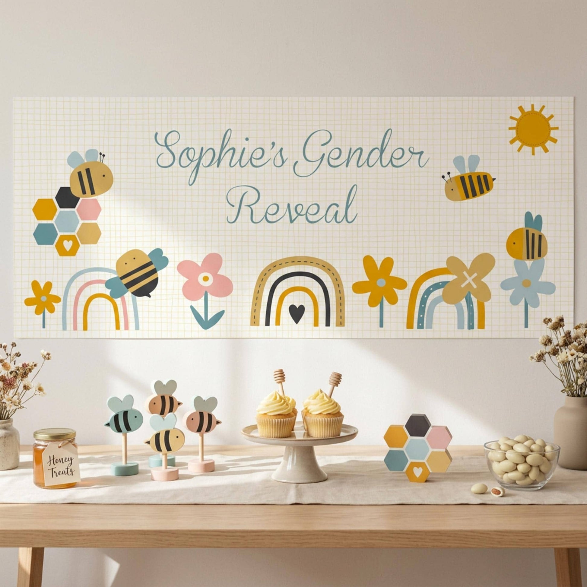 Personalised Gender Reveal Banner, Bumble Bee Party Backdrop, What Will It Bee Poster