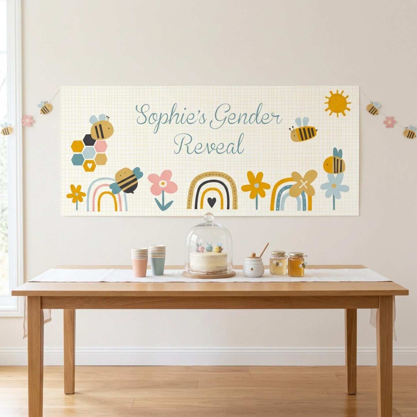 Personalised Gender Reveal Banner, Bumble Bee Party Backdrop, What Will It Bee Poster