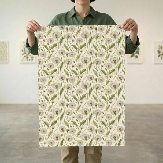 Vintage Dandelion Wrapping Paper, Botanical Gift Wrap Sheet, Large Size