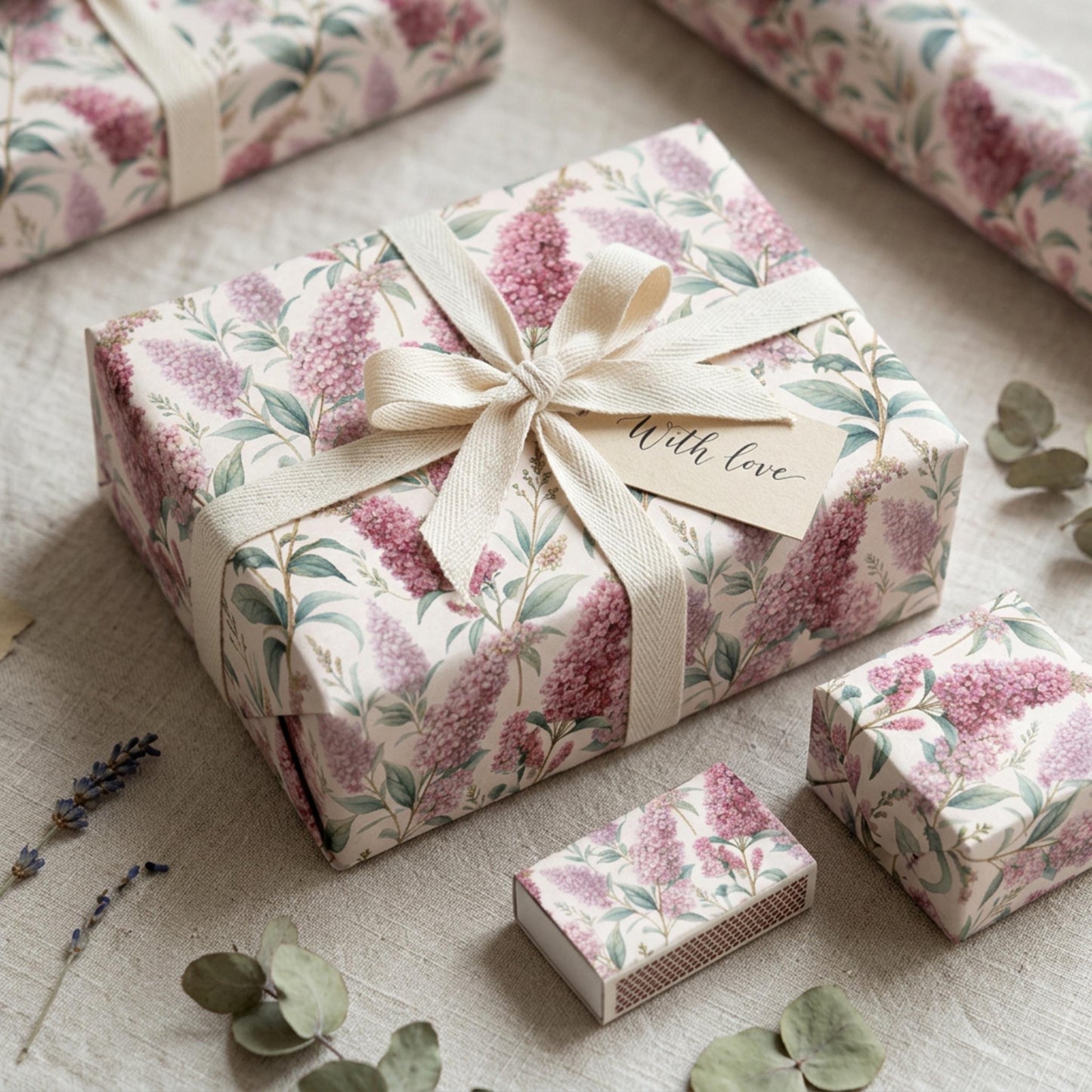 Vintage Buddleja Gift Paper, Butterfly Bush Wrap Sheet, large size