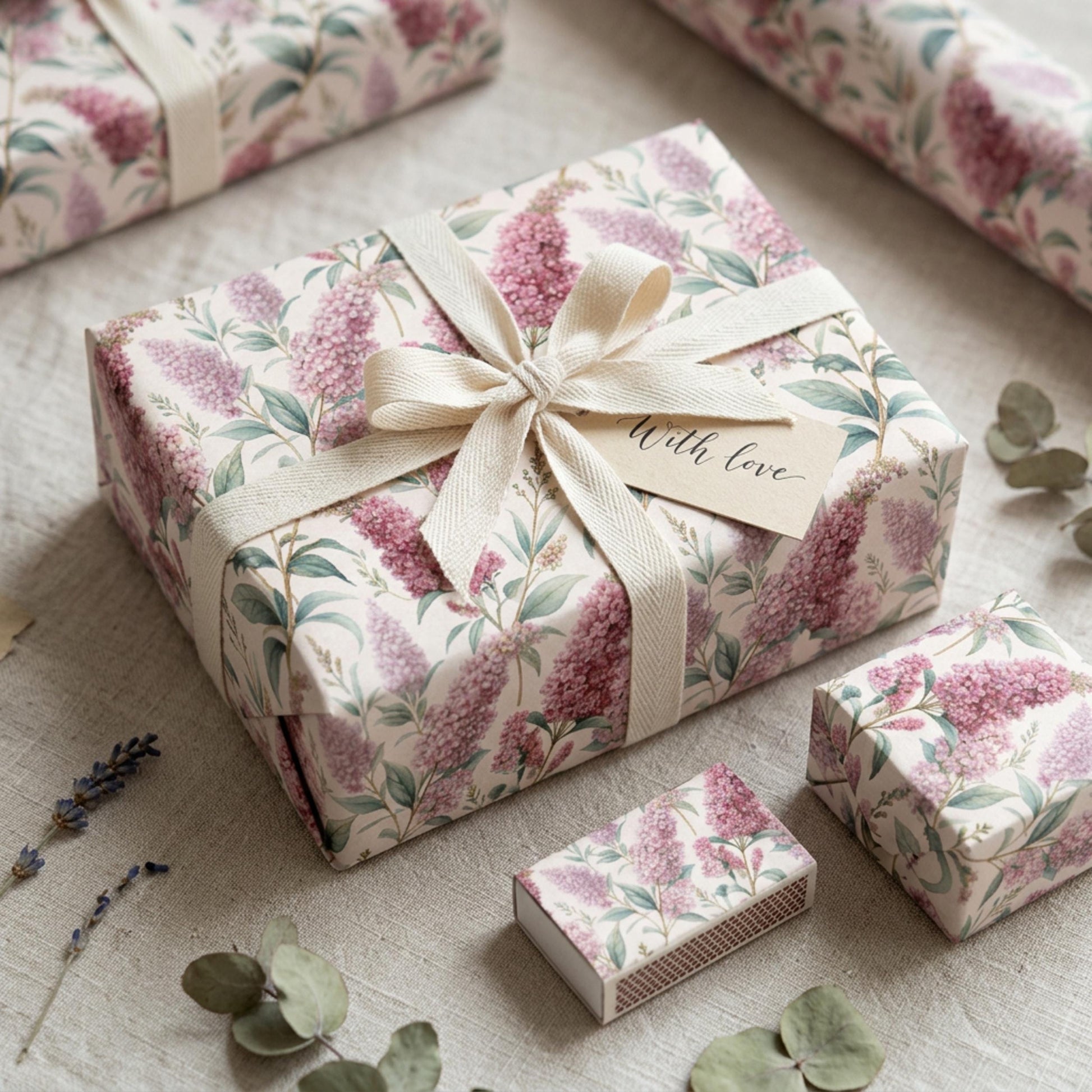 Vintage Buddleja Gift Paper, Butterfly Bush Wrap Sheet, large size
