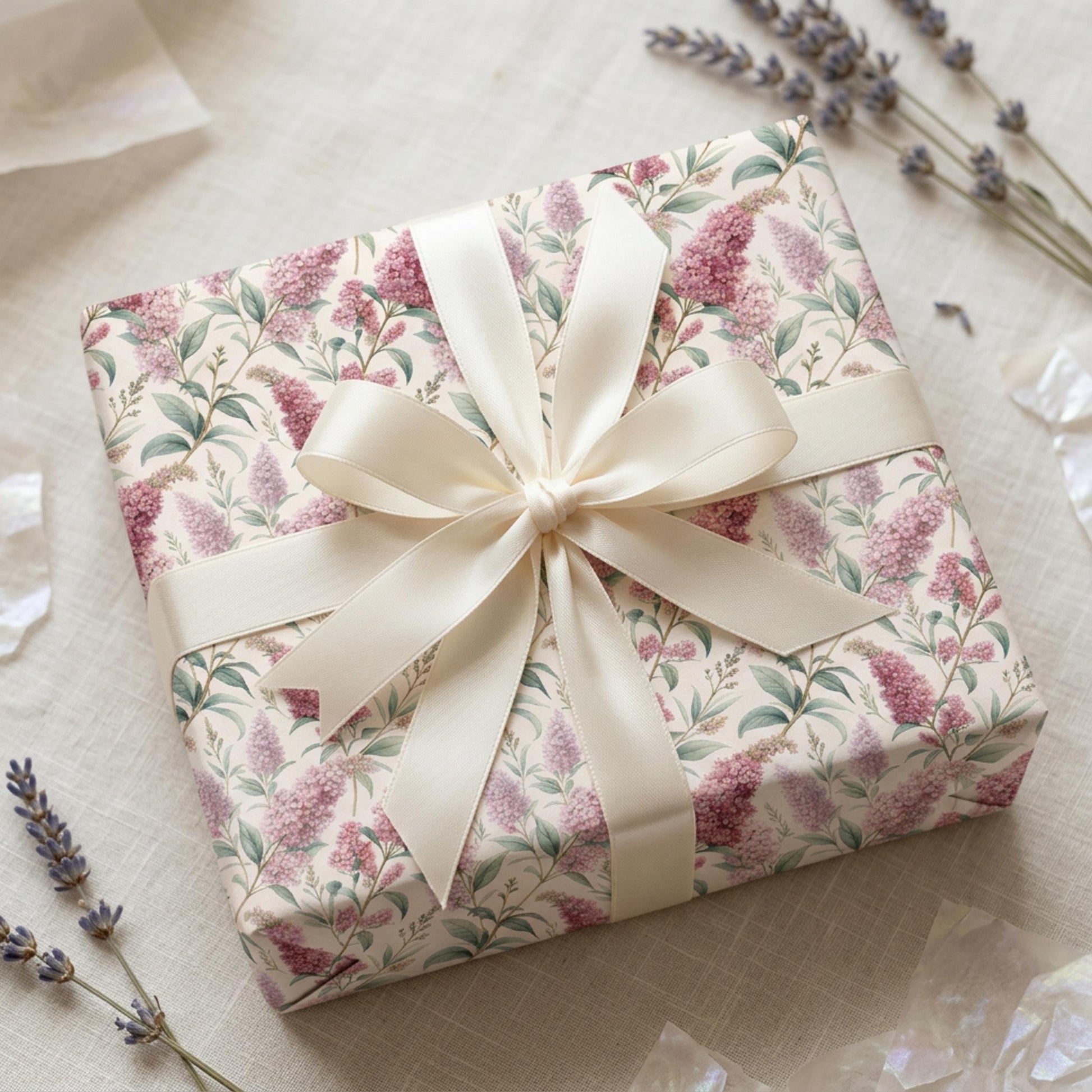 Vintage Buddleja Gift Paper, Butterfly Bush Wrap Sheet, large size