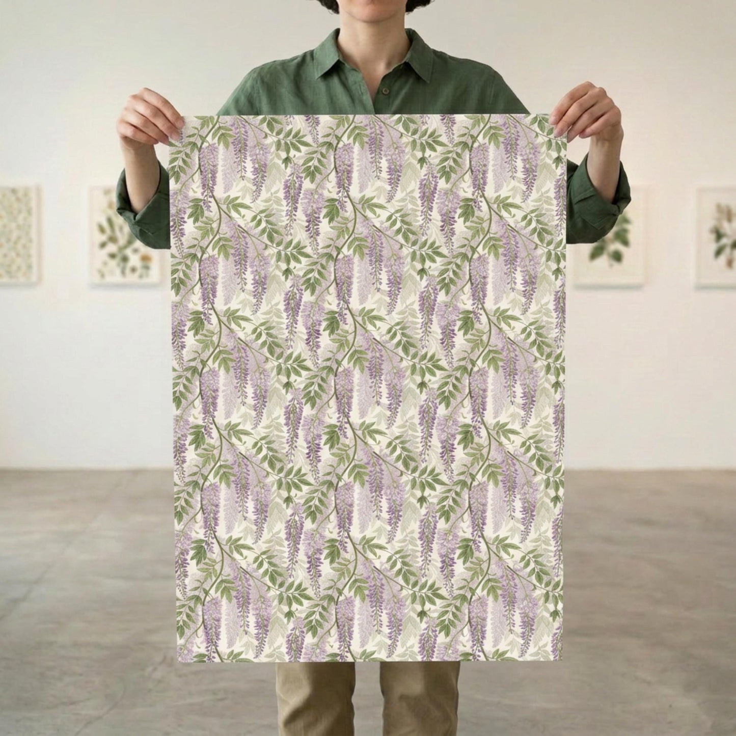Vintage Wisteria Wrapping Paper, Floral Gift Wrap Sheet, Large Size