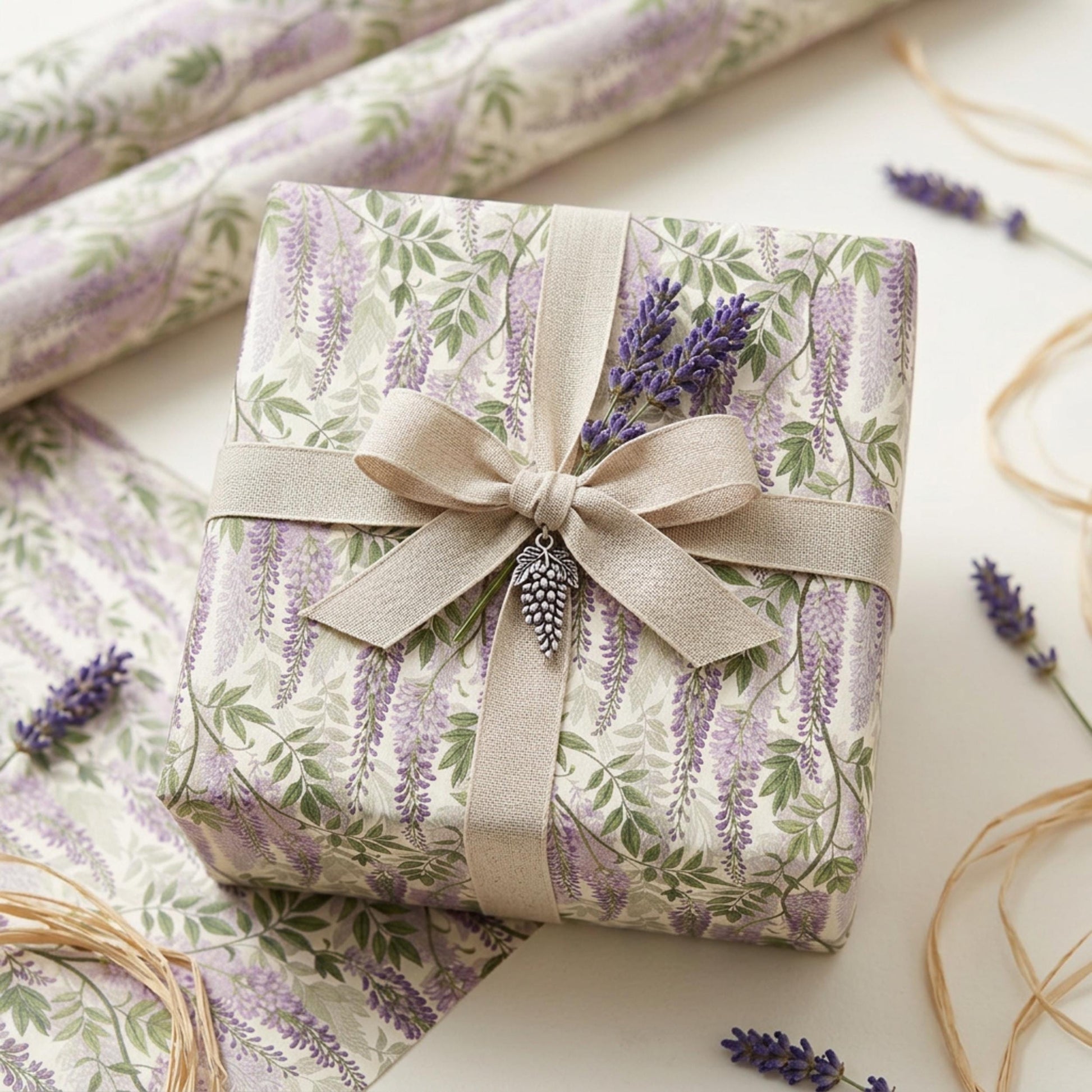 Vintage Wisteria Wrapping Paper, Floral Gift Wrap Sheet, Large Size