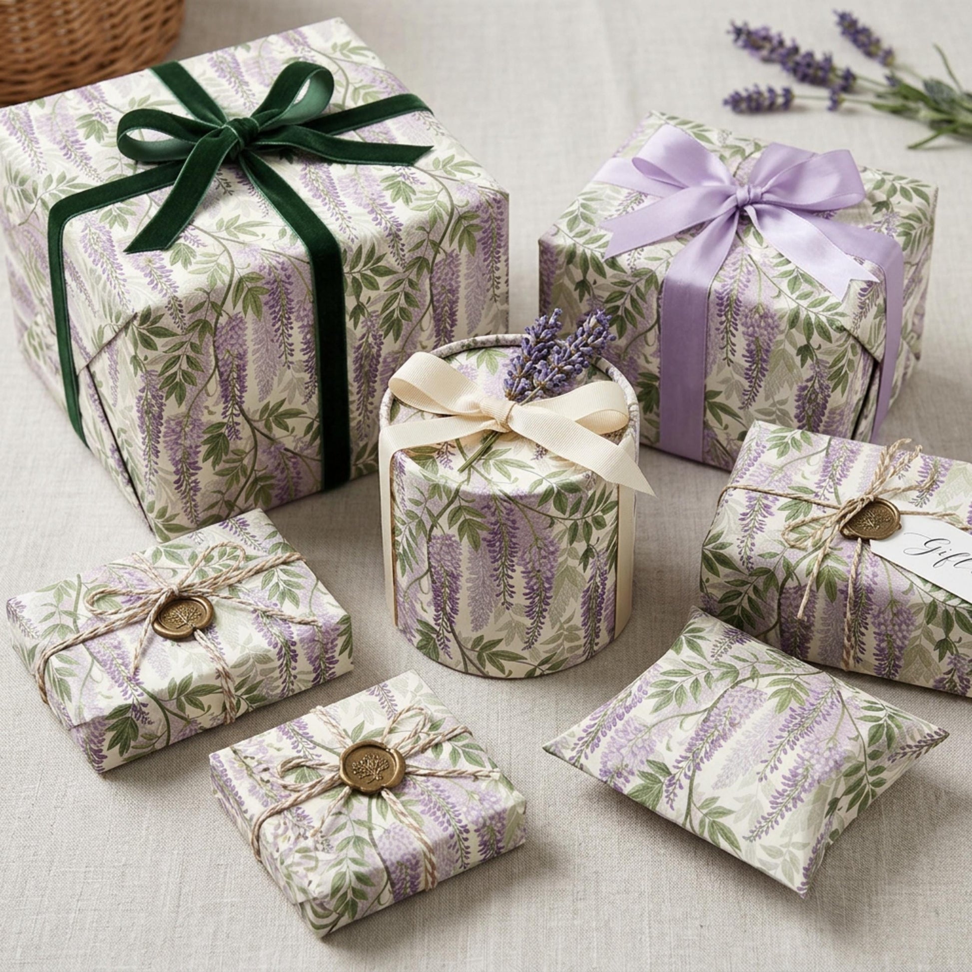 Vintage Wisteria Wrapping Paper, Floral Gift Wrap Sheet, Large Size