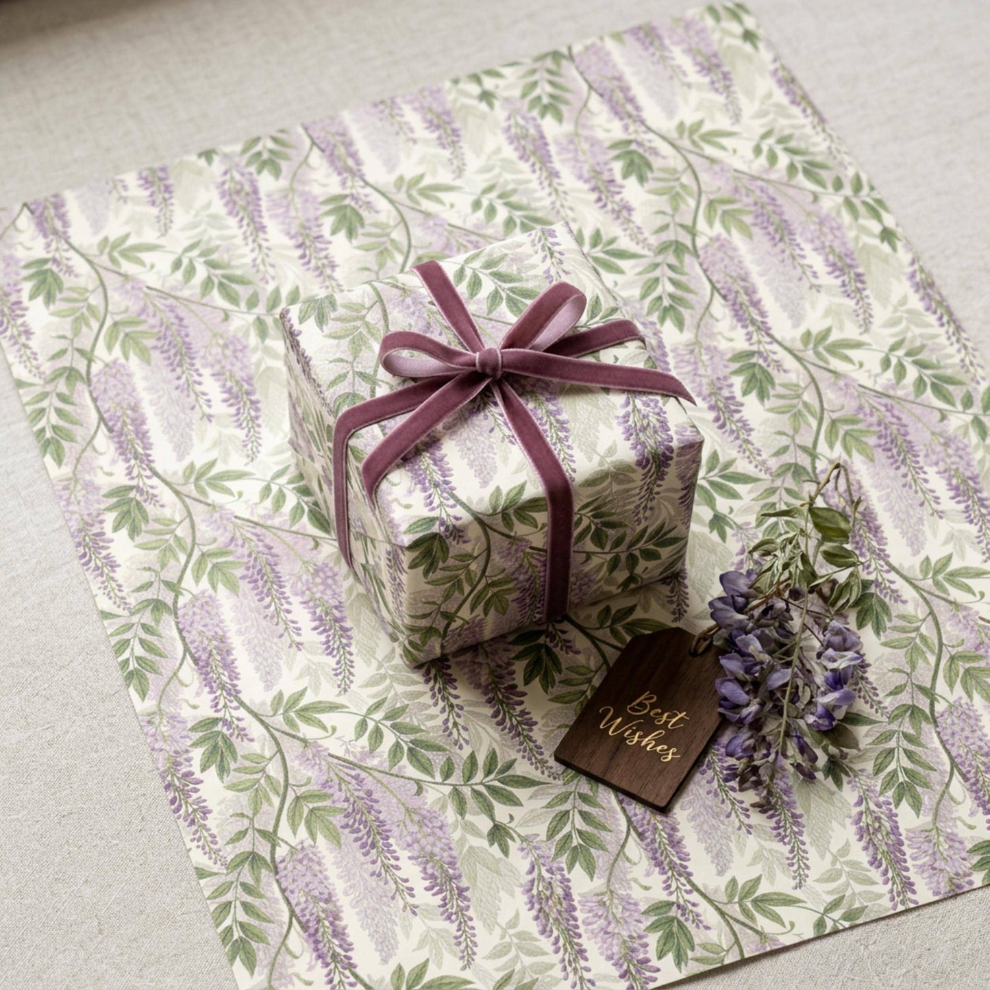 Vintage Wisteria Wrapping Paper, Floral Gift Wrap Sheet, Large Size