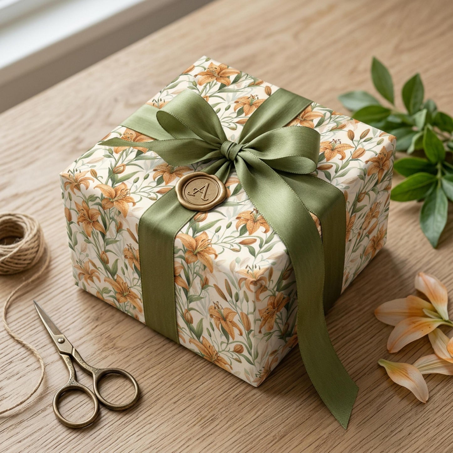 Vintage Tiger Lily Wrapping Paper, Floral Gift Wrap Sheet, Large Size
