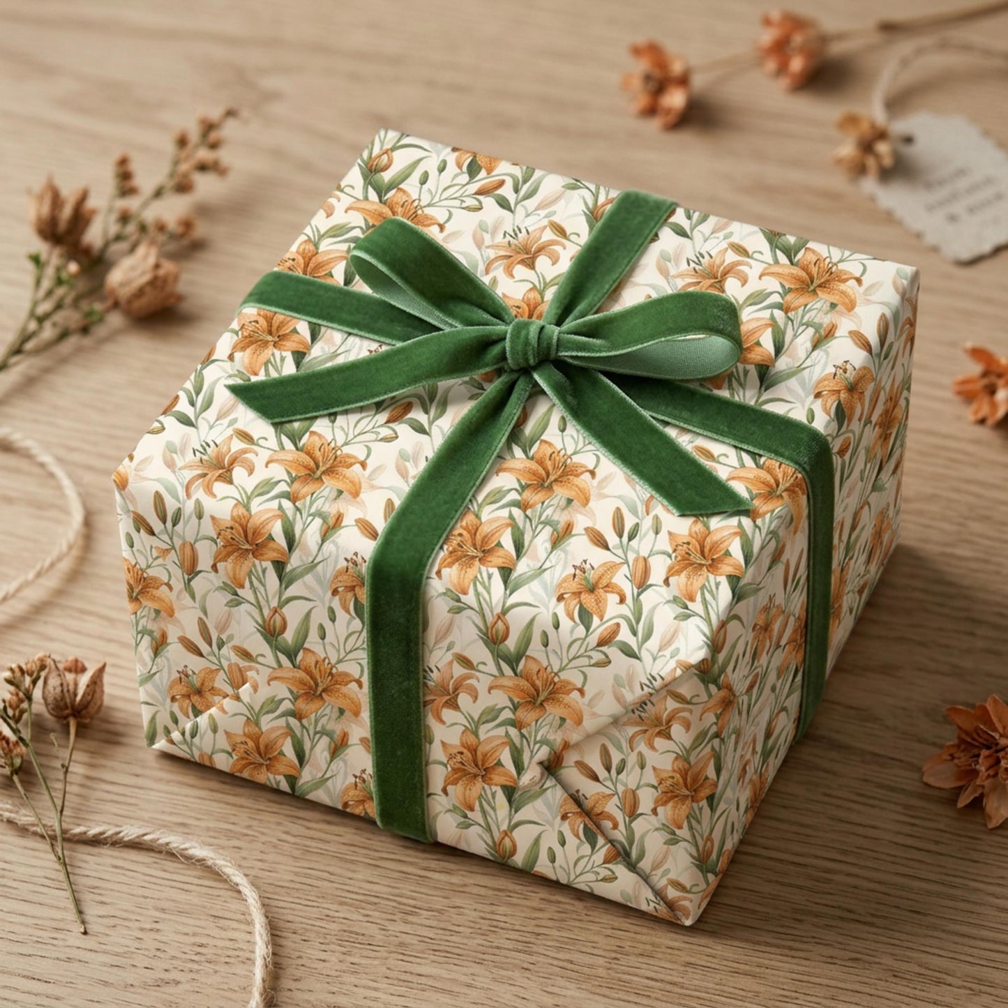 Vintage Tiger Lily Wrapping Paper, Floral Gift Wrap Sheet, Large Size