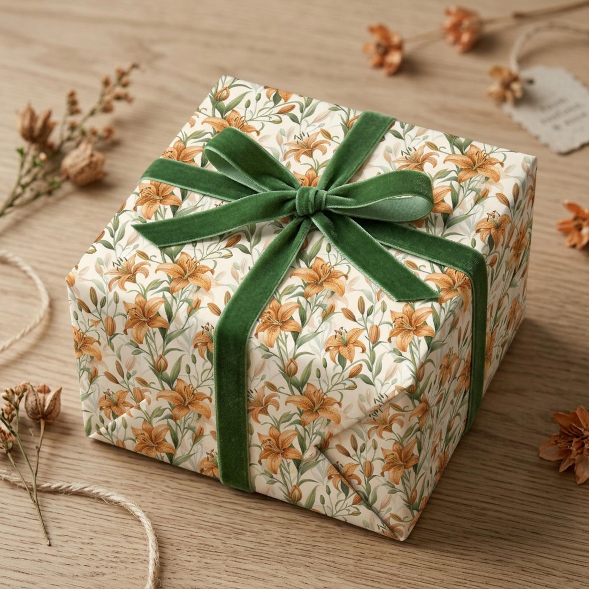 Vintage Tiger Lily Wrapping Paper, Floral Gift Wrap Sheet, Large Size