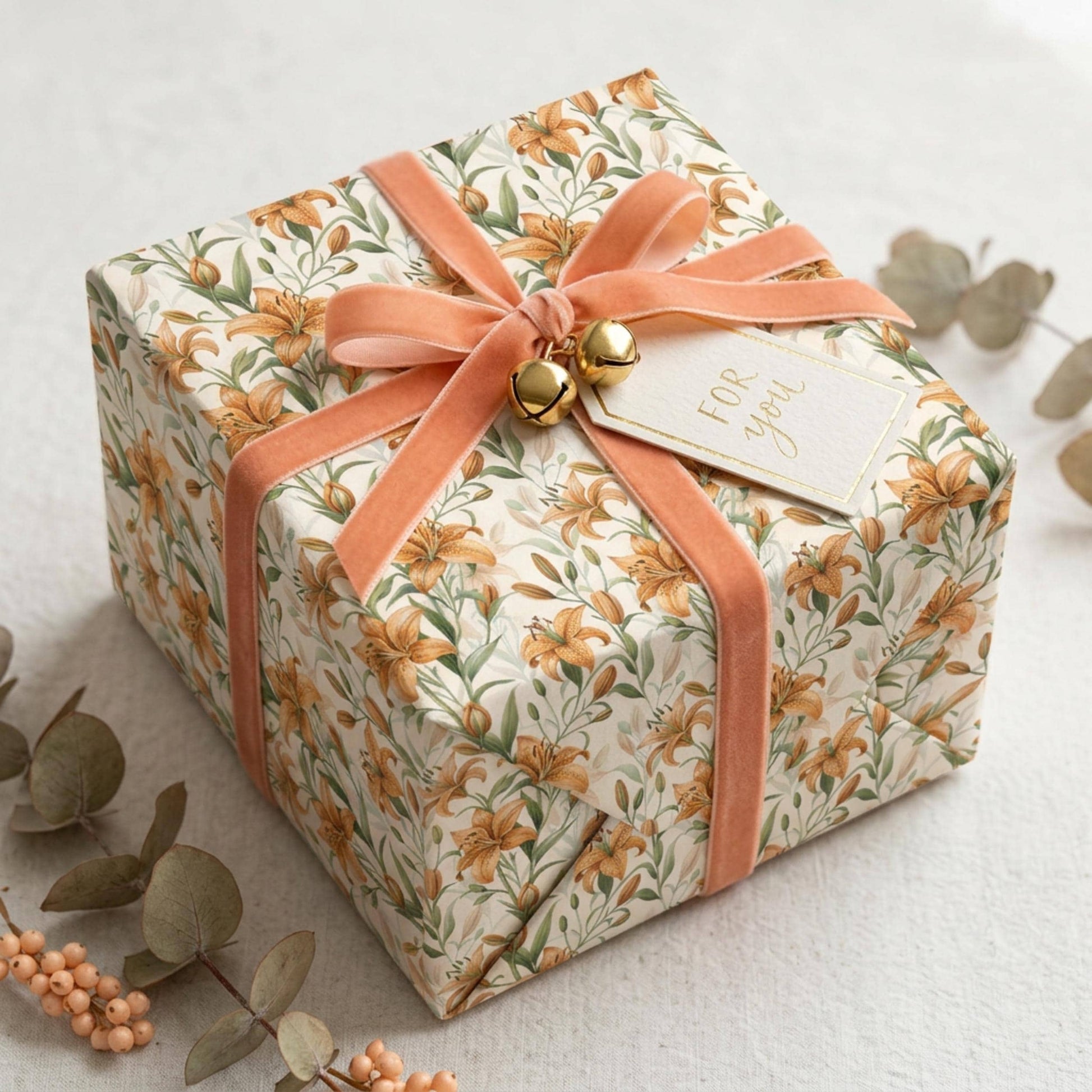 Vintage Tiger Lily Wrapping Paper, Floral Gift Wrap Sheet, Large Size