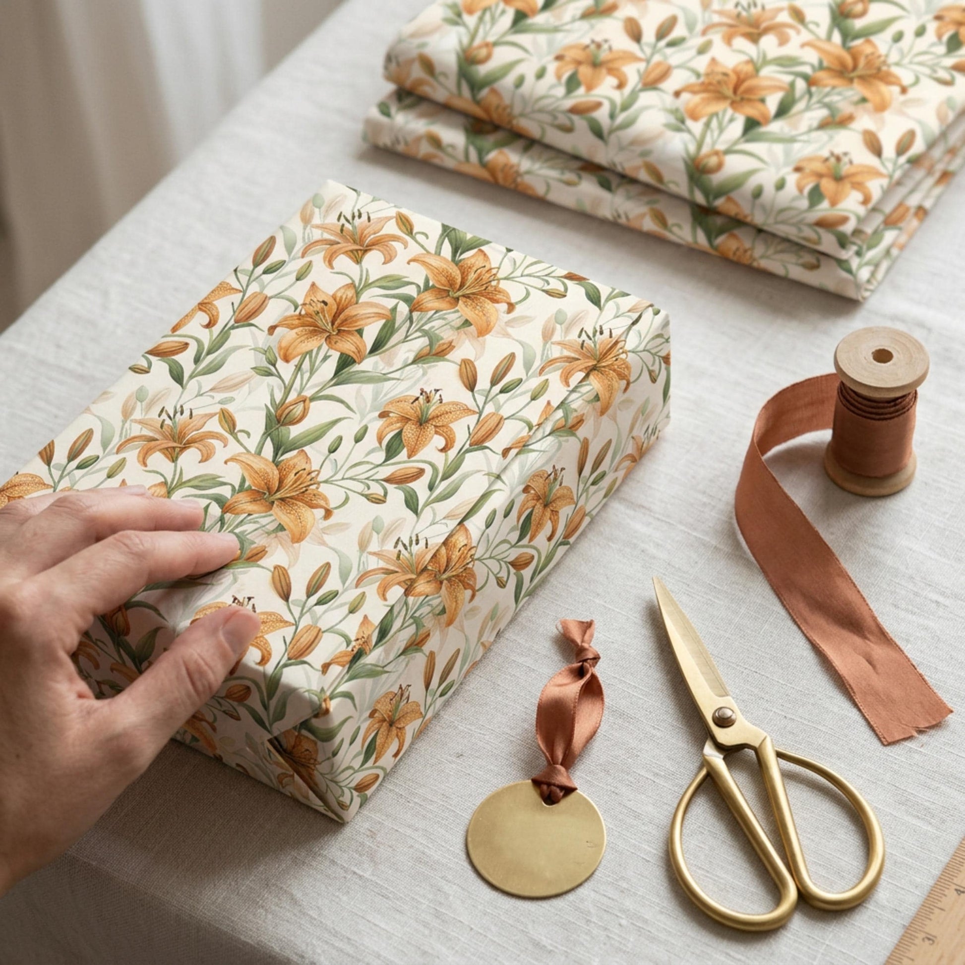 Vintage Tiger Lily Wrapping Paper, Floral Gift Wrap Sheet, Large Size