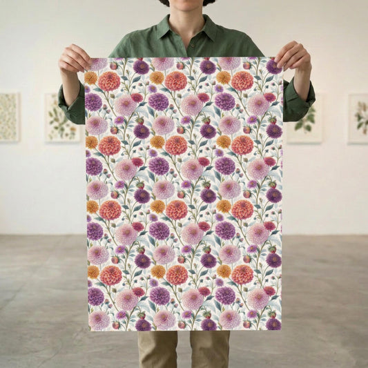 Vintage Dahlia Gift Wrap, Floral Wrapping Paper, Large size