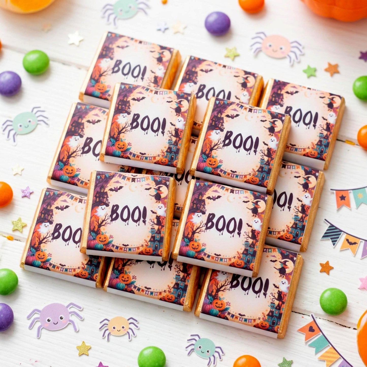 Personalised Halloween Chocolate Favours for Kids - Friendly Ghost Party Bag Fillers - Trick or Treat Sweets