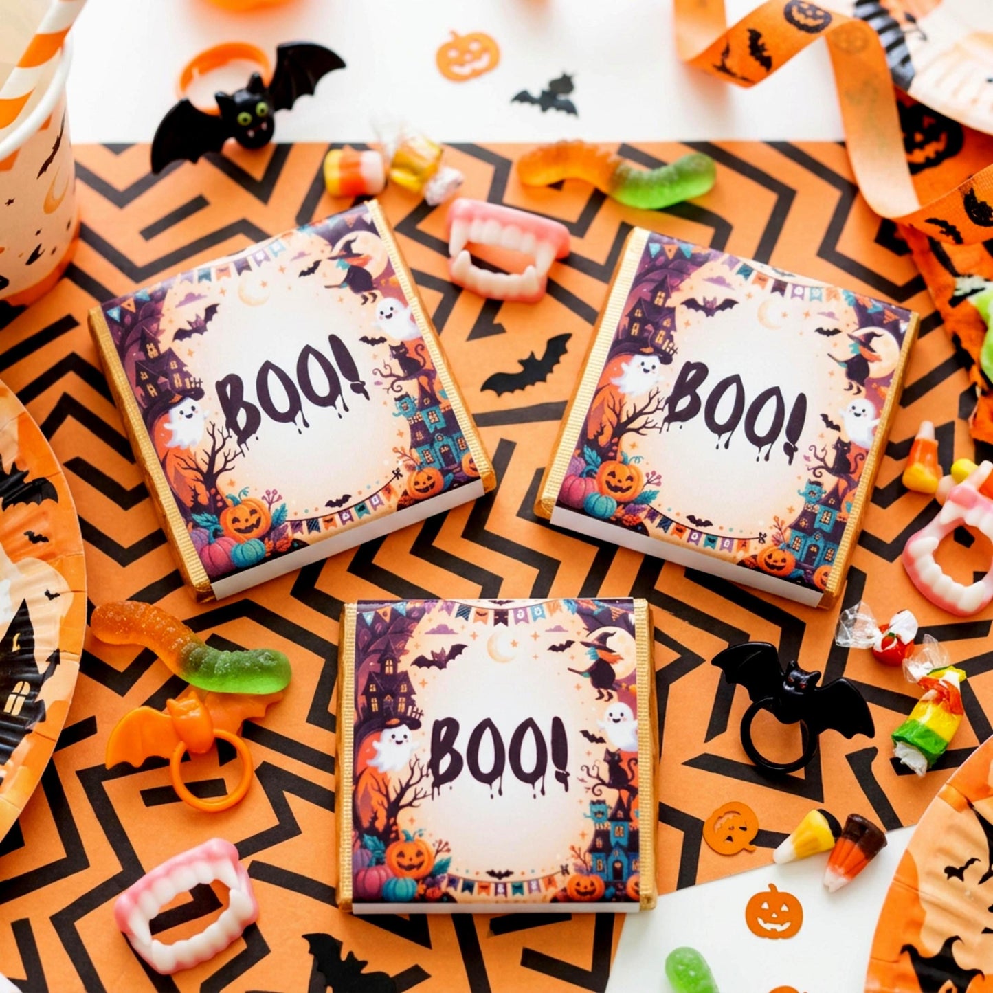 Personalised Halloween Chocolate Favours for Kids - Friendly Ghost Party Bag Fillers - Trick or Treat Sweets