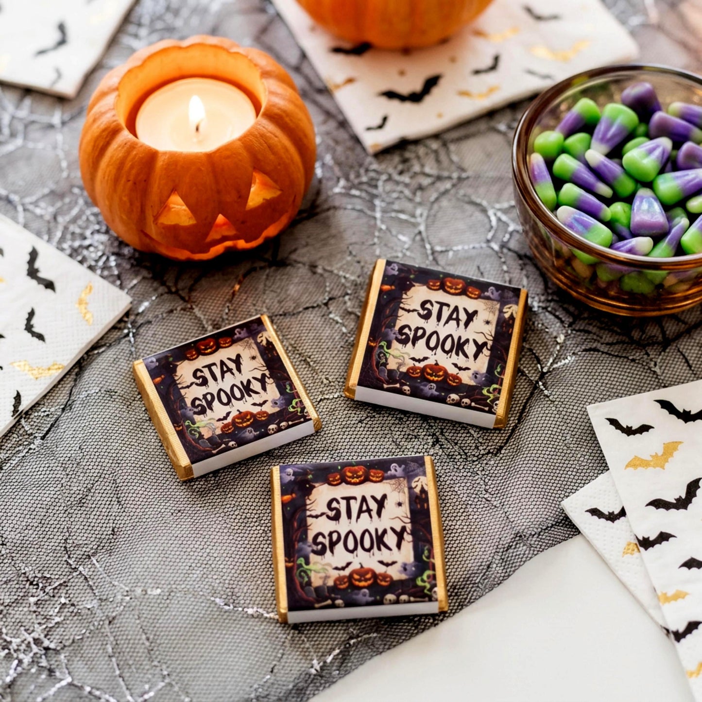 Personalised Stay Spooky Halloween Chocolate Favours - Gothic Party Bag Fillers - Trick or Treat Sweets