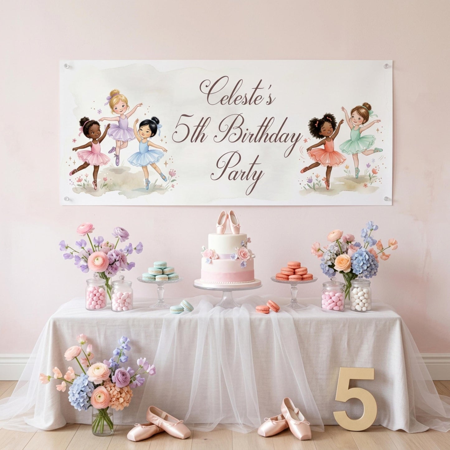 Personalised Ballerinas Birthday Banner - Little Dancers Party Decor