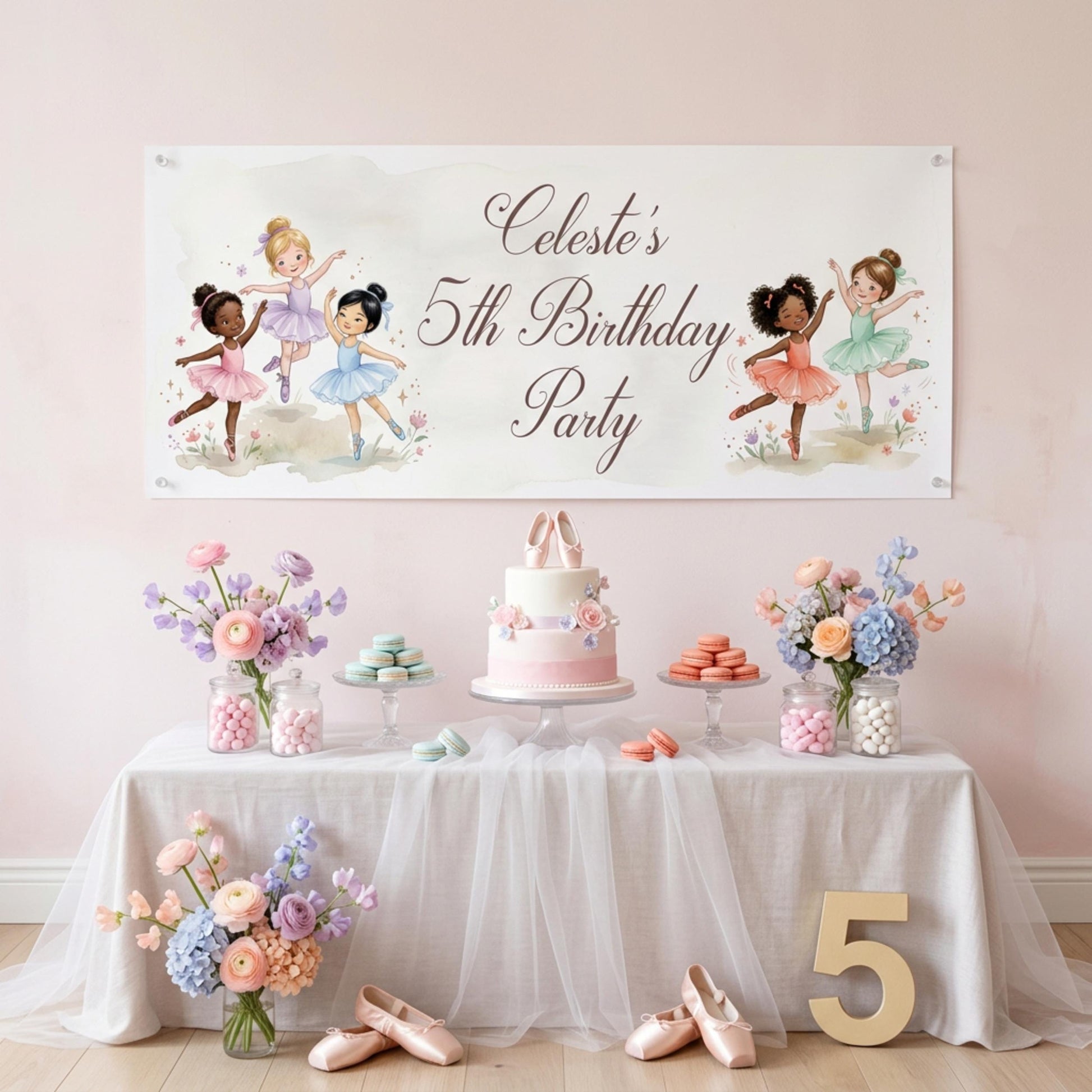 Personalised Ballerinas Birthday Banner - Little Dancers Party Decor