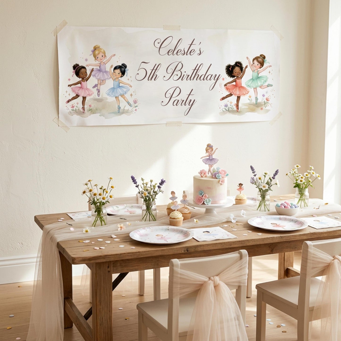 Personalised Ballerinas Birthday Banner - Little Dancers Party Decor