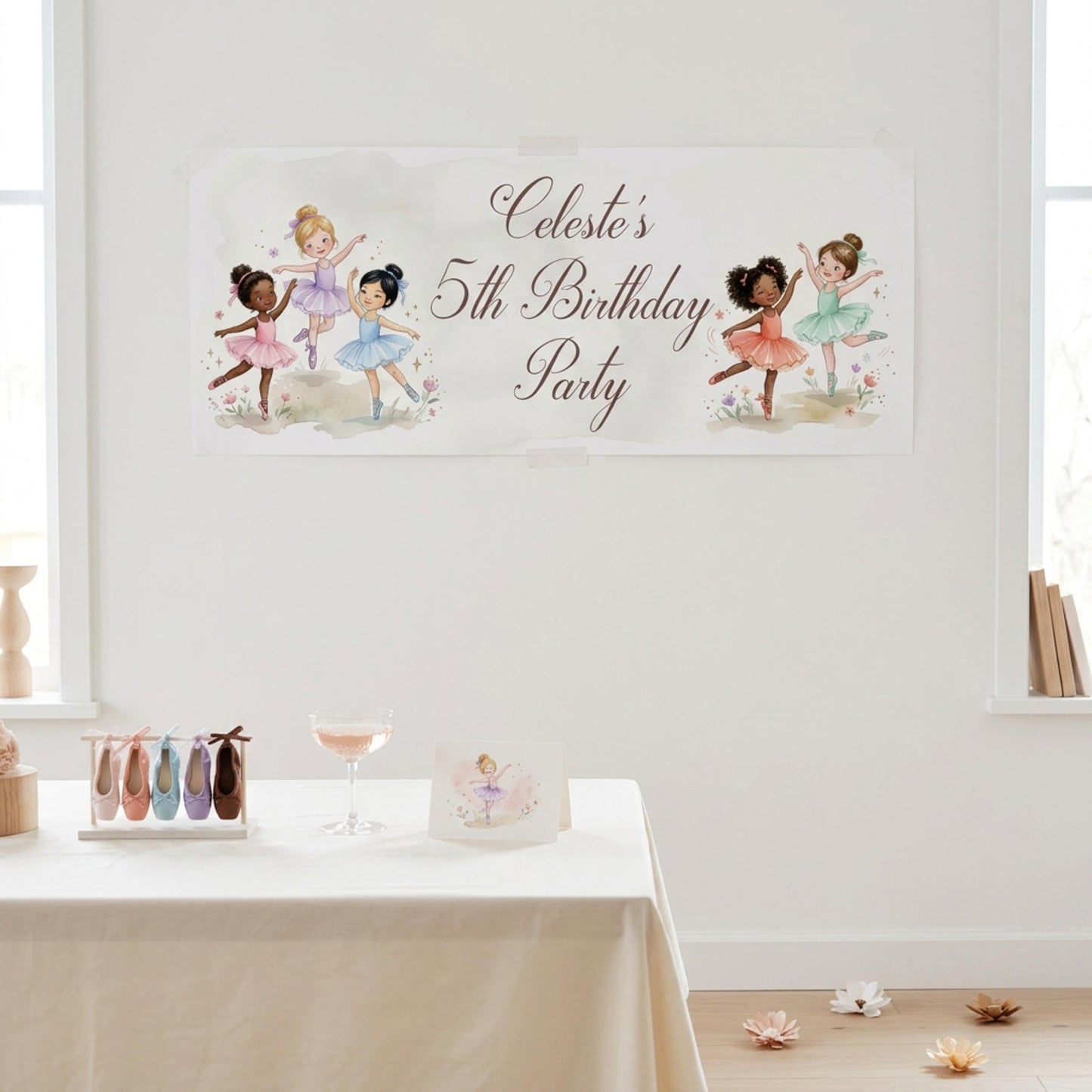 Personalised Ballerinas Birthday Banner - Little Dancers Party Decor