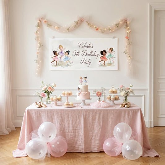 Personalised Ballerinas Birthday Banner - Little Dancers Party Decor