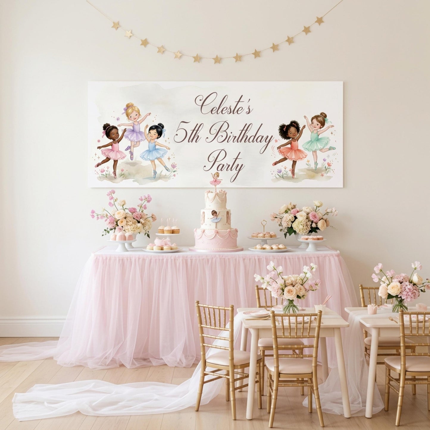 Personalised Ballerinas Birthday Banner - Little Dancers Party Decor