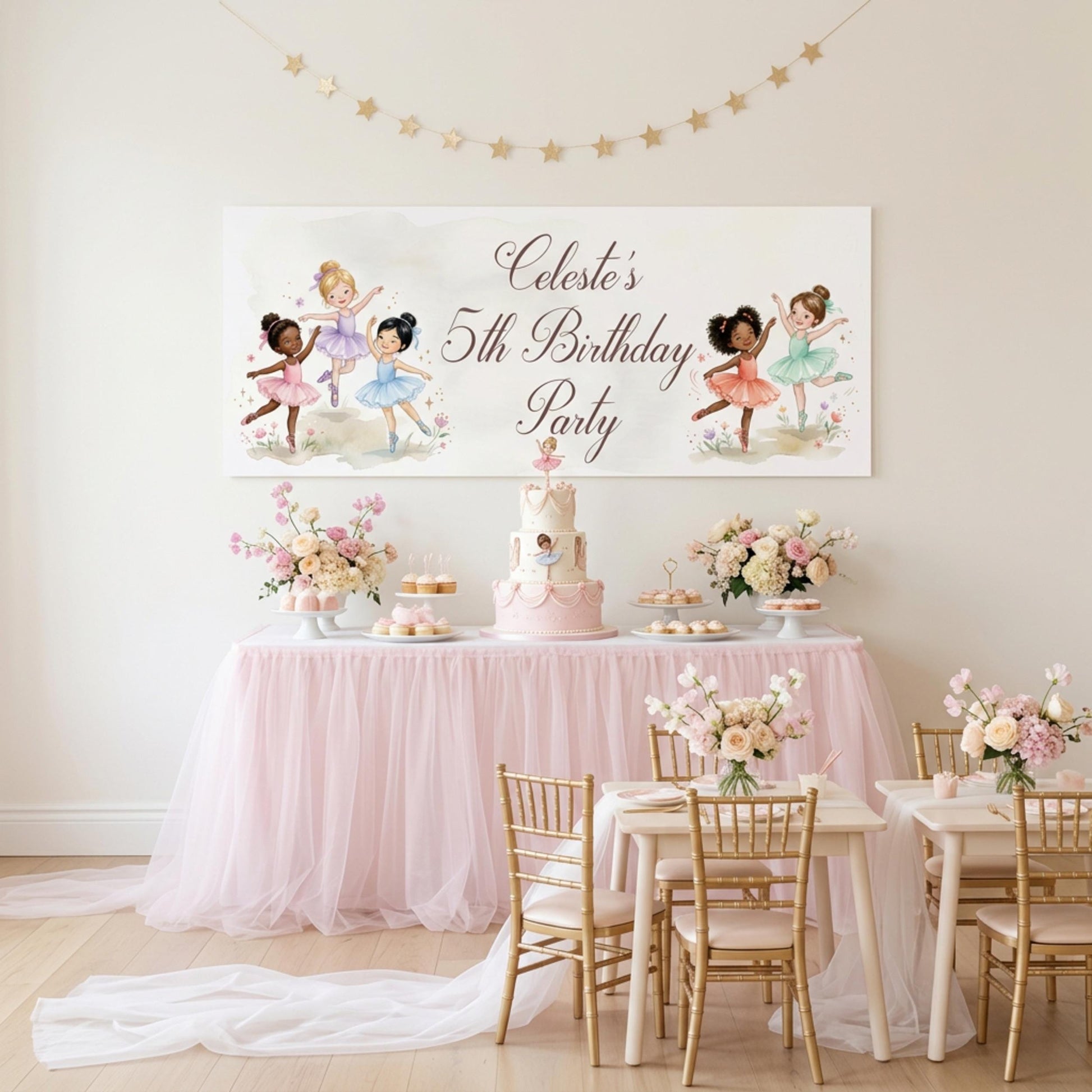 Personalised Ballerinas Birthday Banner - Little Dancers Party Decor