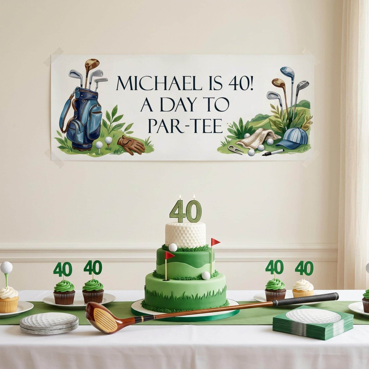 Personalised Golfer Birthday Banner - Funny Par-Tee Men's Party Decor