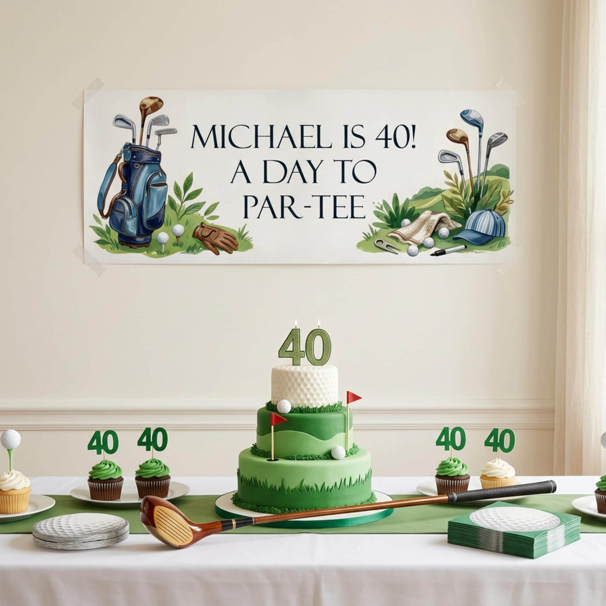 Personalised Golfer Birthday Banner - Funny Par-Tee Men's Party Decor