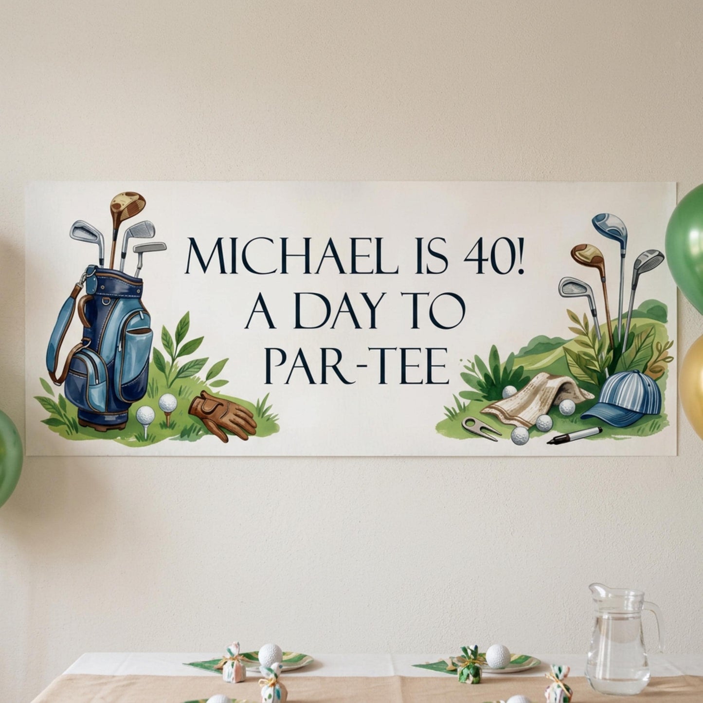Personalised Golfer Birthday Banner - Funny Par-Tee Men's Party Decor