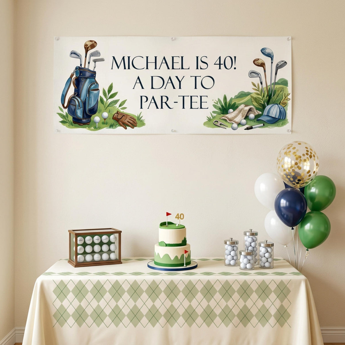 Personalised Golfer Birthday Banner - Funny Par-Tee Men's Party Decor