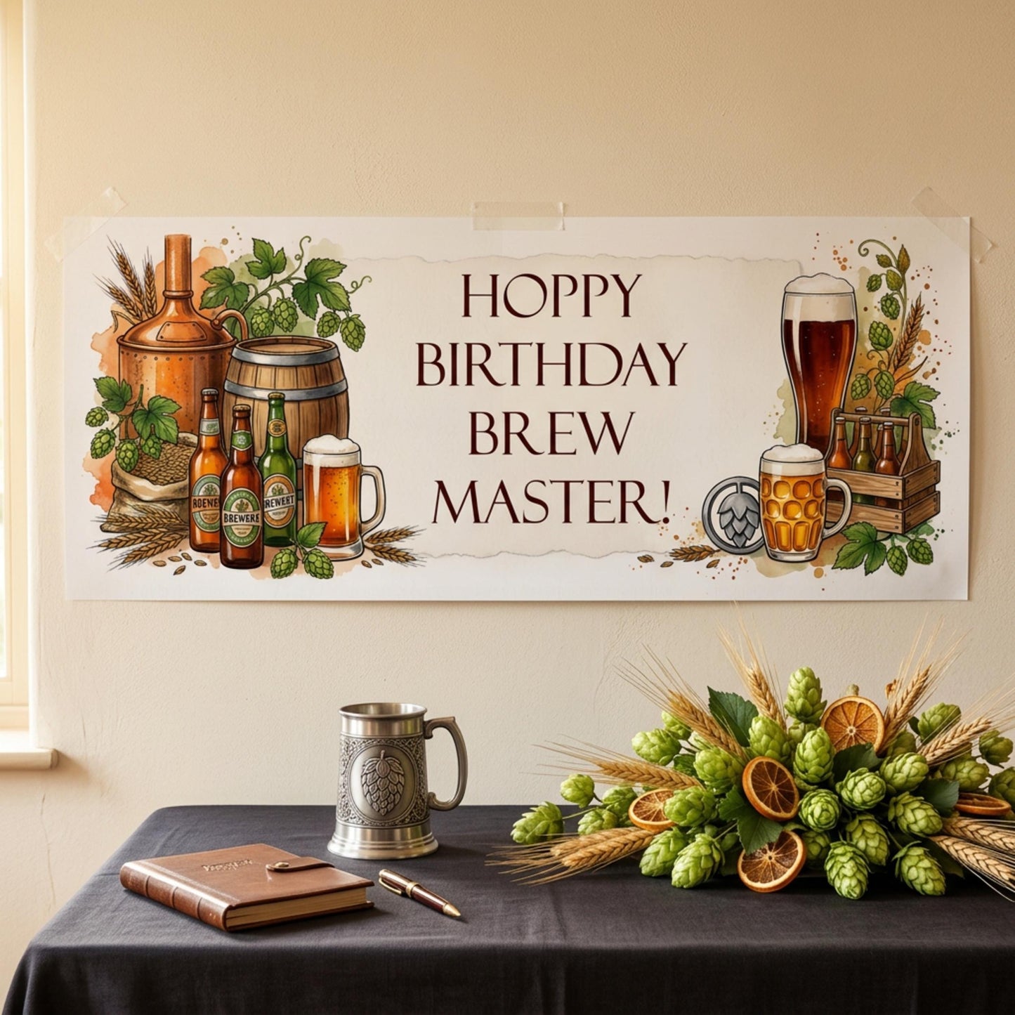 Personalised Home Brewer Birthday Banner - Craft Beer Party Decor